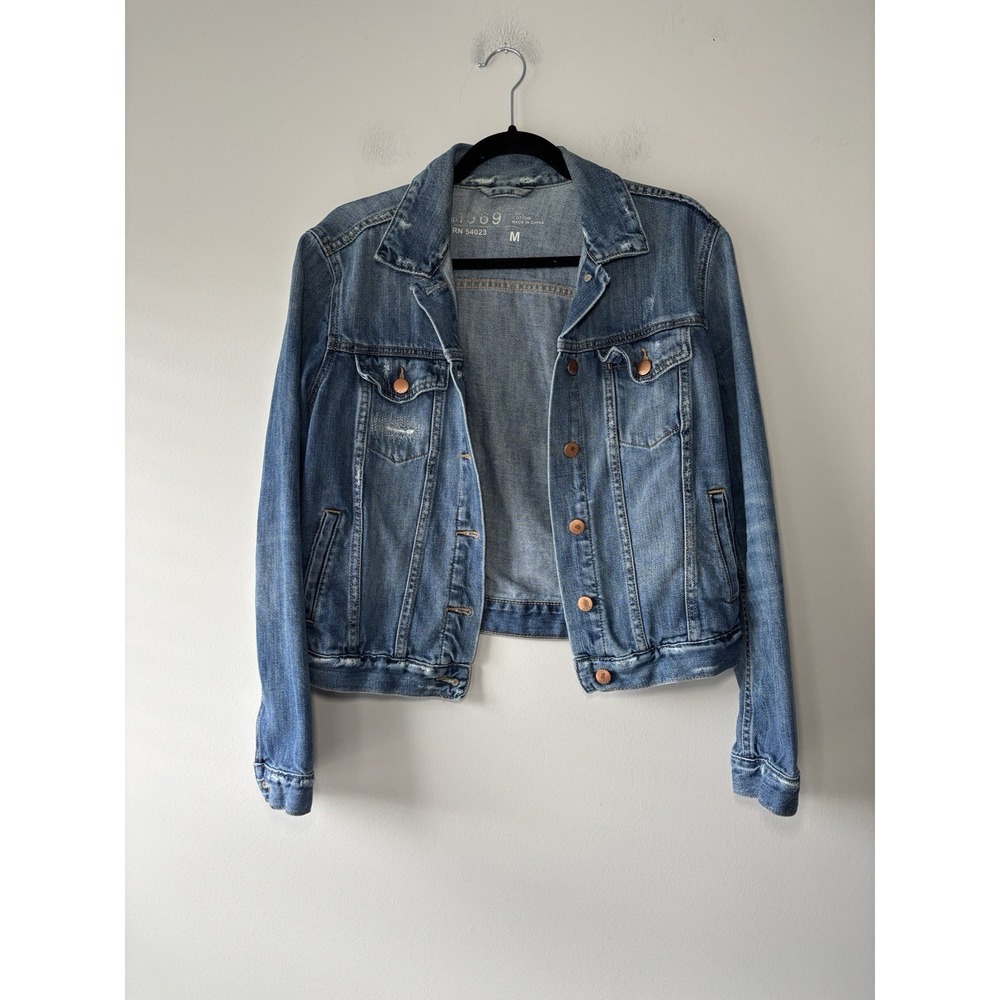 Gap 1969‎ Icon Denim Distressed Jacket RN 54023 Blue Women's Size Medium
